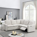Fauteuil inclinable électrique beige/gris avec port USB et positions infinies, 1 place