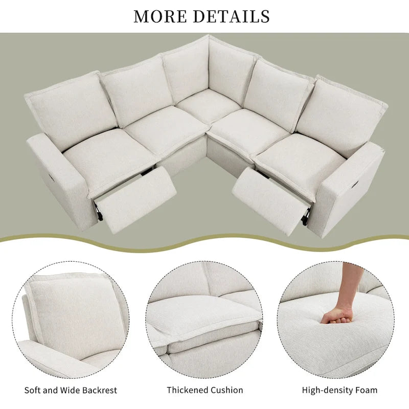Fauteuil inclinable électrique beige/gris avec port USB et positions infinies, 1 place