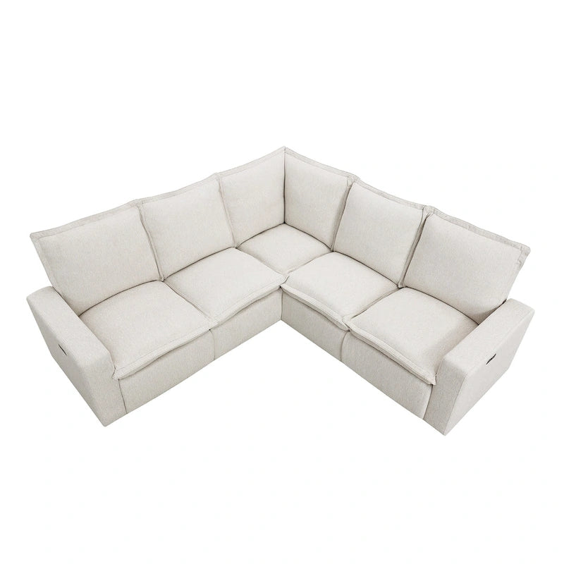 Fauteuil inclinable électrique beige/gris avec port USB et positions infinies, 1 place