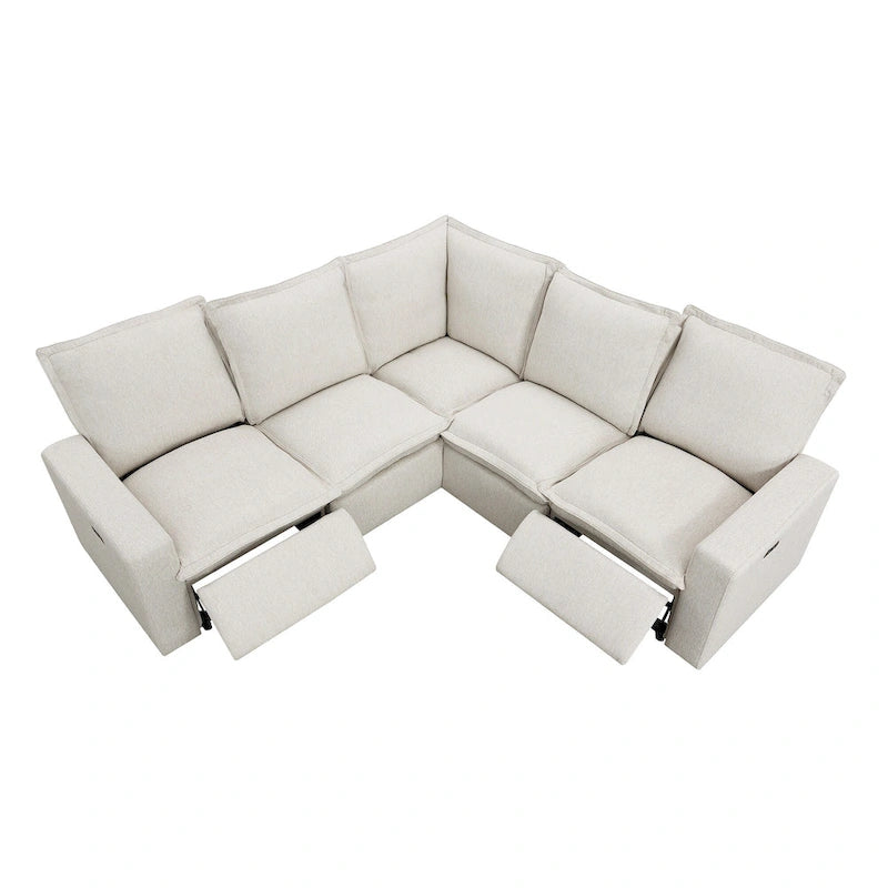 Fauteuil inclinable électrique beige/gris avec port USB et positions infinies, 1 place