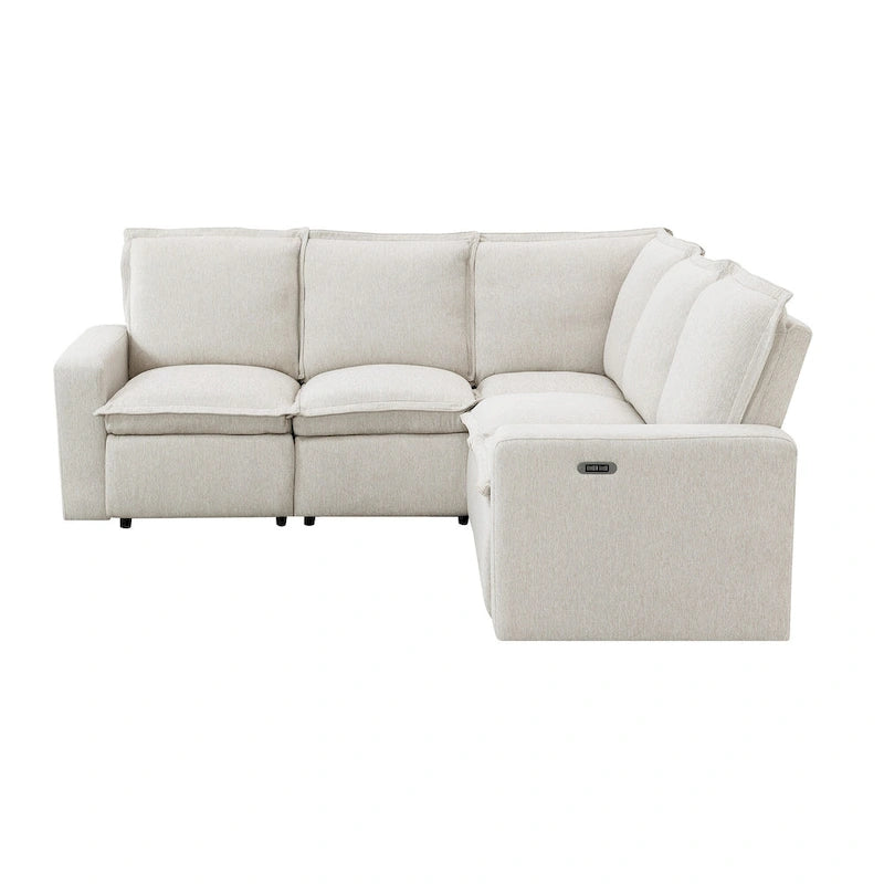 Fauteuil inclinable électrique beige/gris avec port USB et positions infinies, 1 place