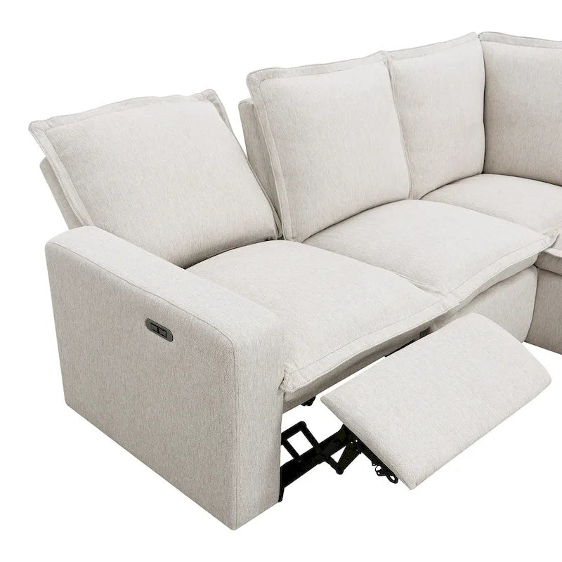 Fauteuil inclinable électrique beige/gris avec port USB et positions infinies, 1 place