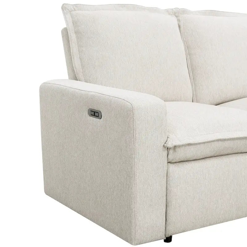 Fauteuil inclinable électrique beige/gris avec port USB et positions infinies, 1 place