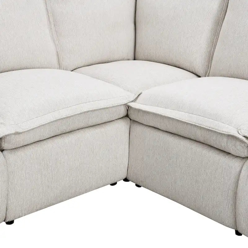 Fauteuil inclinable électrique beige/gris avec port USB et positions infinies, 1 place