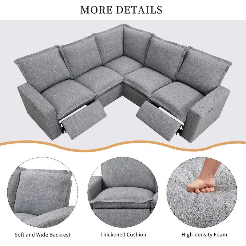Fauteuil inclinable électrique beige/gris avec port USB et positions infinies, 1 place
