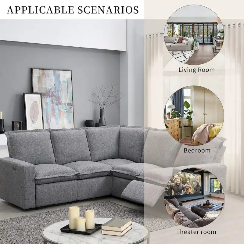 Fauteuil inclinable électrique beige/gris avec port USB et positions infinies, 1 place