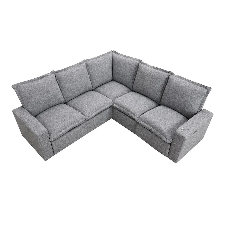 Fauteuil inclinable électrique beige/gris avec port USB et positions infinies, 1 place