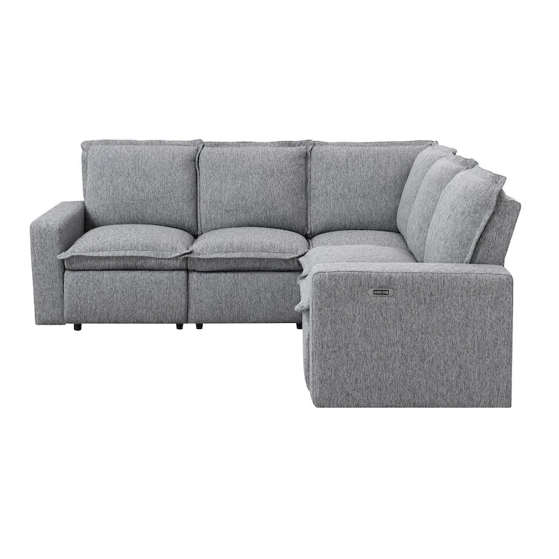 Fauteuil inclinable électrique beige/gris avec port USB et positions infinies, 1 place