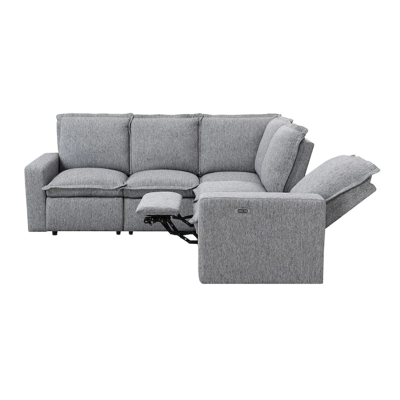 Fauteuil inclinable électrique beige/gris avec port USB et positions infinies, 1 place
