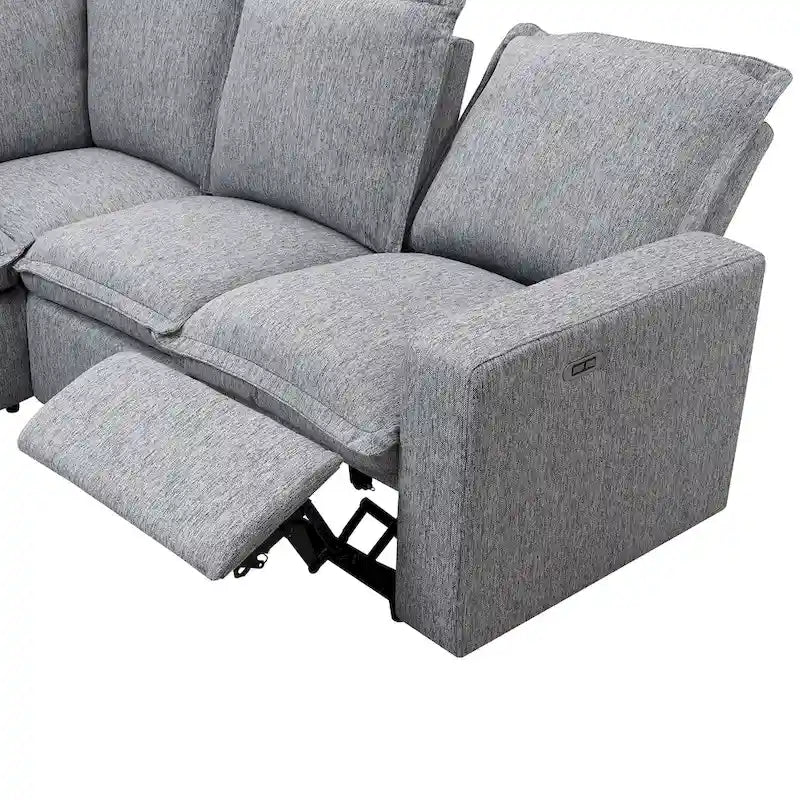 Fauteuil inclinable électrique beige/gris avec port USB et positions infinies, 1 place