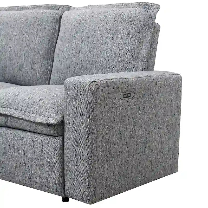 Fauteuil inclinable électrique beige/gris avec port USB et positions infinies, 1 place