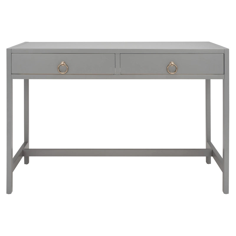 Bureau de travail moderne 2 tiroirs gris/turquoise/blanc antique/bleu marine avec grande surface de travail et grand dégagement pour les jambes, pour 1 personne