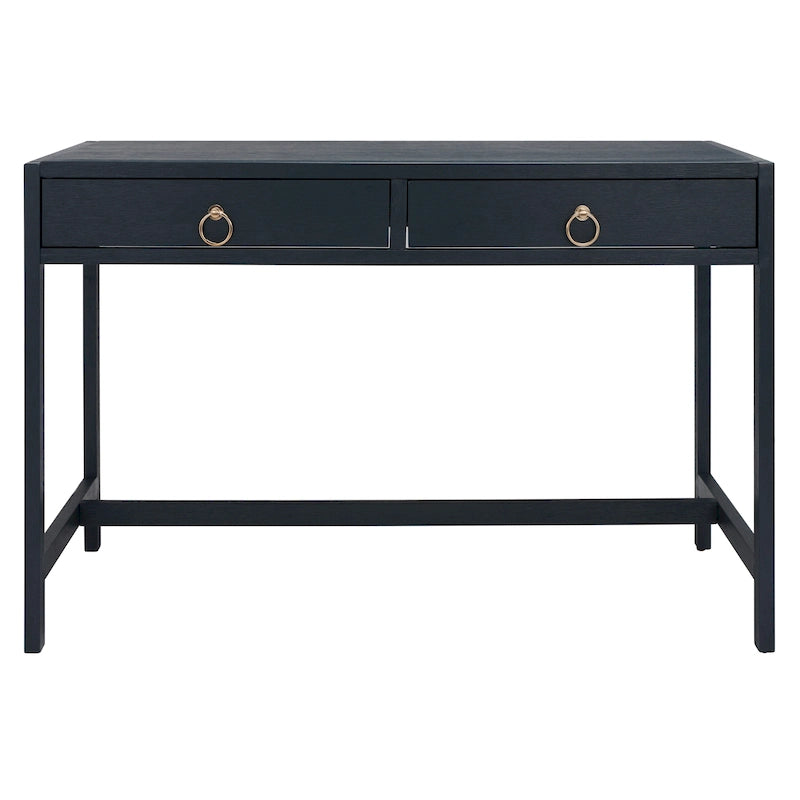 Bureau de travail moderne 2 tiroirs gris/turquoise/blanc antique/bleu marine avec grande surface de travail et grand dégagement pour les jambes, pour 1 personne