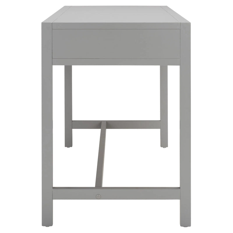 Bureau de travail moderne 2 tiroirs gris/turquoise/blanc antique/bleu marine avec grande surface de travail et grand dégagement pour les jambes, pour 1 personne
