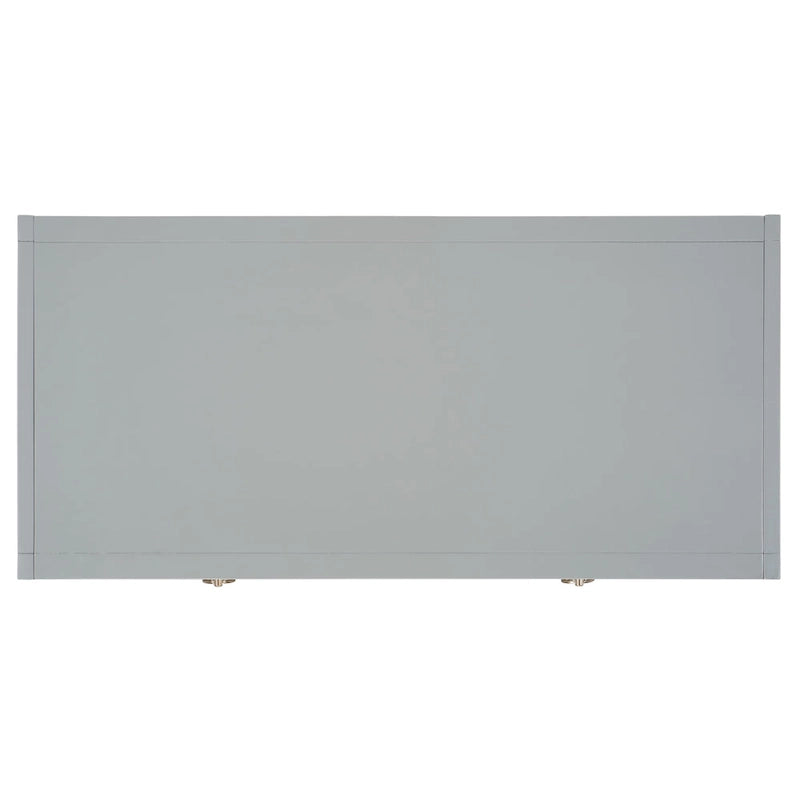 Bureau de travail moderne 2 tiroirs gris/turquoise/blanc antique/bleu marine avec grande surface de travail et grand dégagement pour les jambes, pour 1 personne