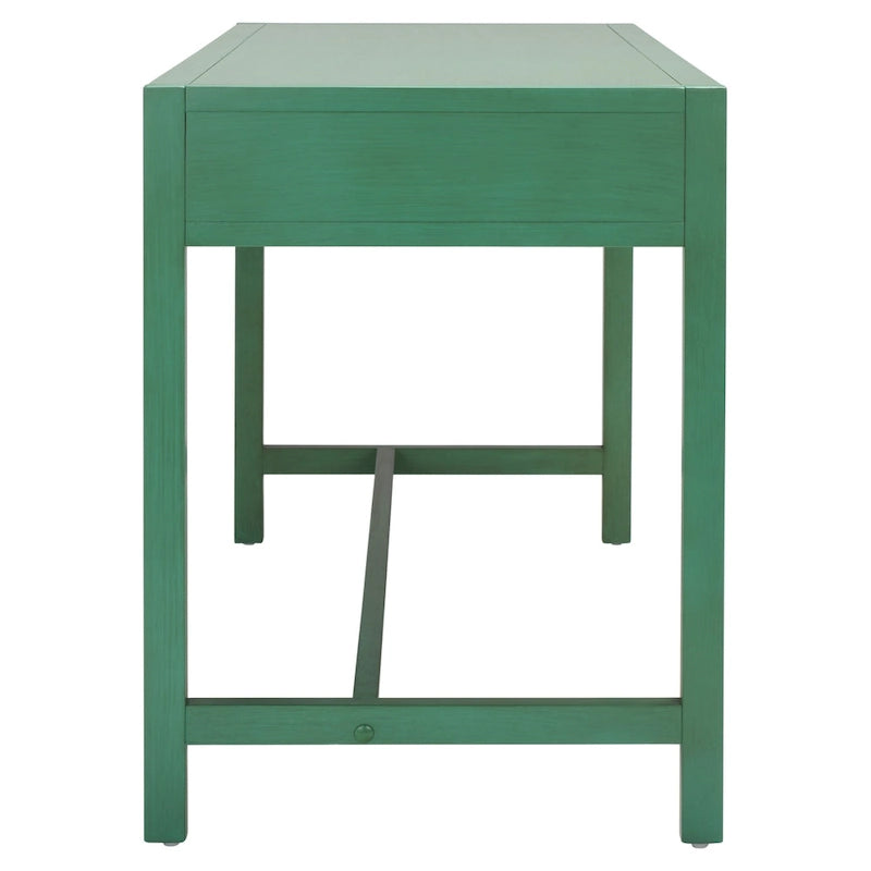 Bureau de travail moderne 2 tiroirs gris/turquoise/blanc antique/bleu marine avec grande surface de travail et grand dégagement pour les jambes, pour 1 personne