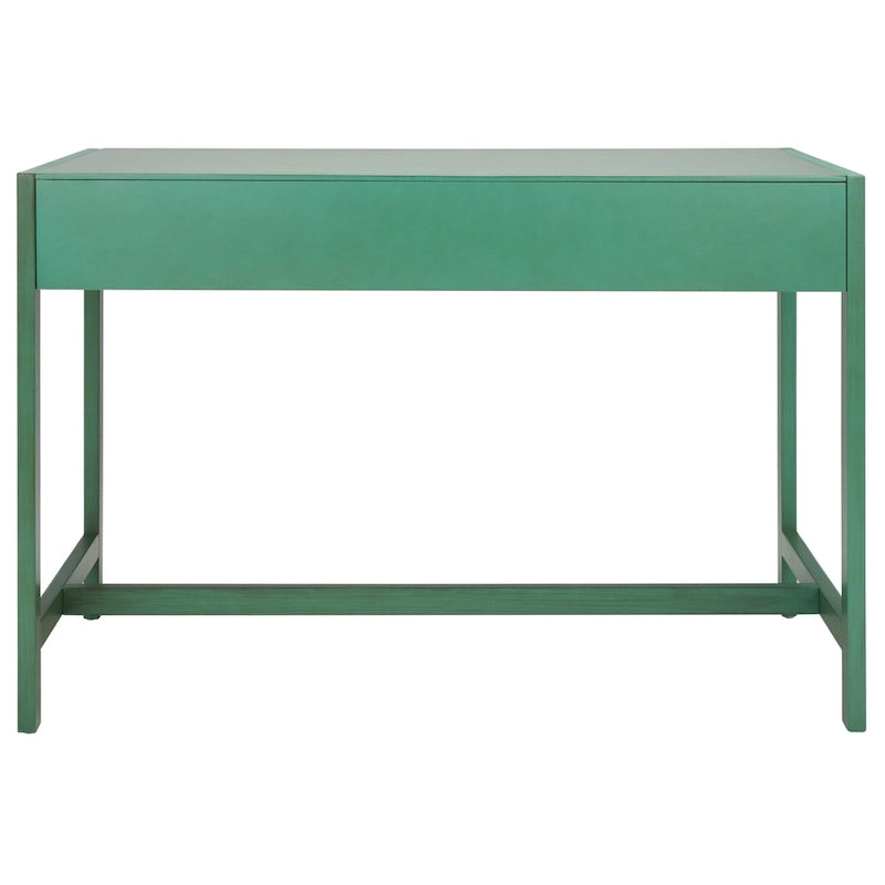 Bureau de travail moderne 2 tiroirs gris/turquoise/blanc antique/bleu marine avec grande surface de travail et grand dégagement pour les jambes, pour 1 personne