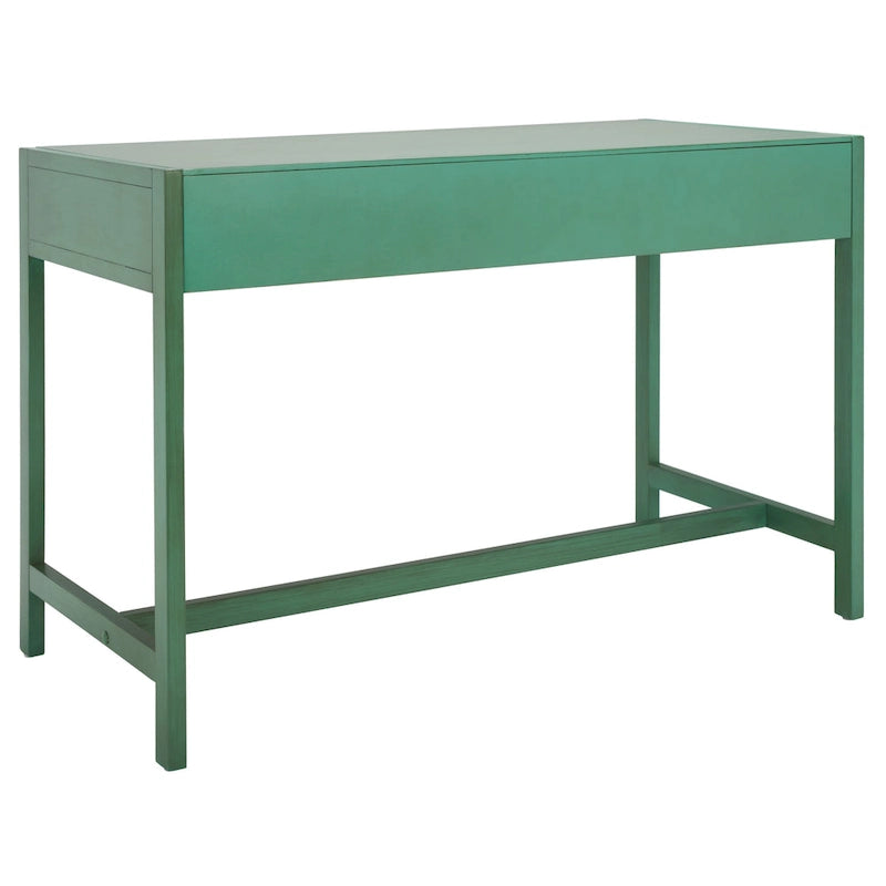 Bureau de travail moderne 2 tiroirs gris/turquoise/blanc antique/bleu marine avec grande surface de travail et grand dégagement pour les jambes, pour 1 personne
