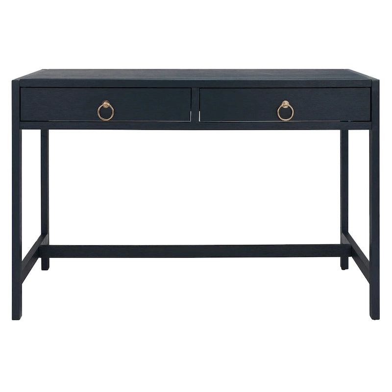 Bureau de travail moderne 2 tiroirs gris/turquoise/blanc antique/bleu marine avec grande surface de travail et grand dégagement pour les jambes, pour 1 personne