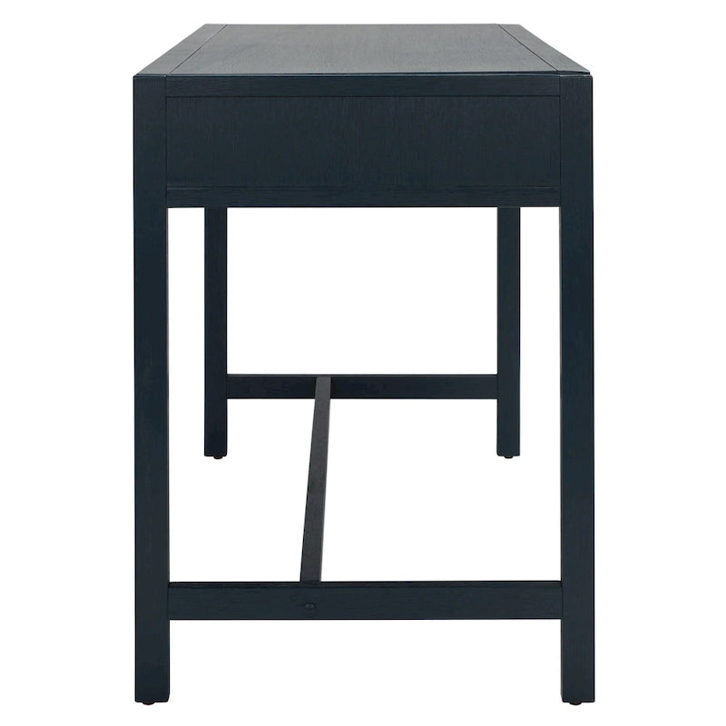 Bureau de travail moderne 2 tiroirs gris/turquoise/blanc antique/bleu marine avec grande surface de travail et grand dégagement pour les jambes, pour 1 personne