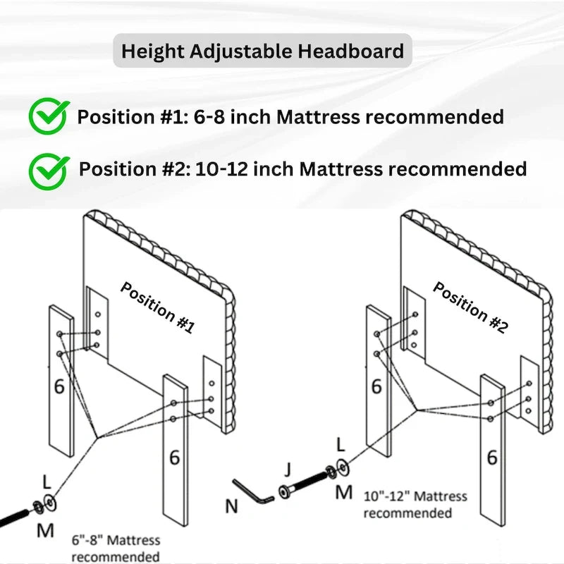 Lit plateforme 3D rembourré blanc cassé avec tête de lit réglable, taille complète, 2 places