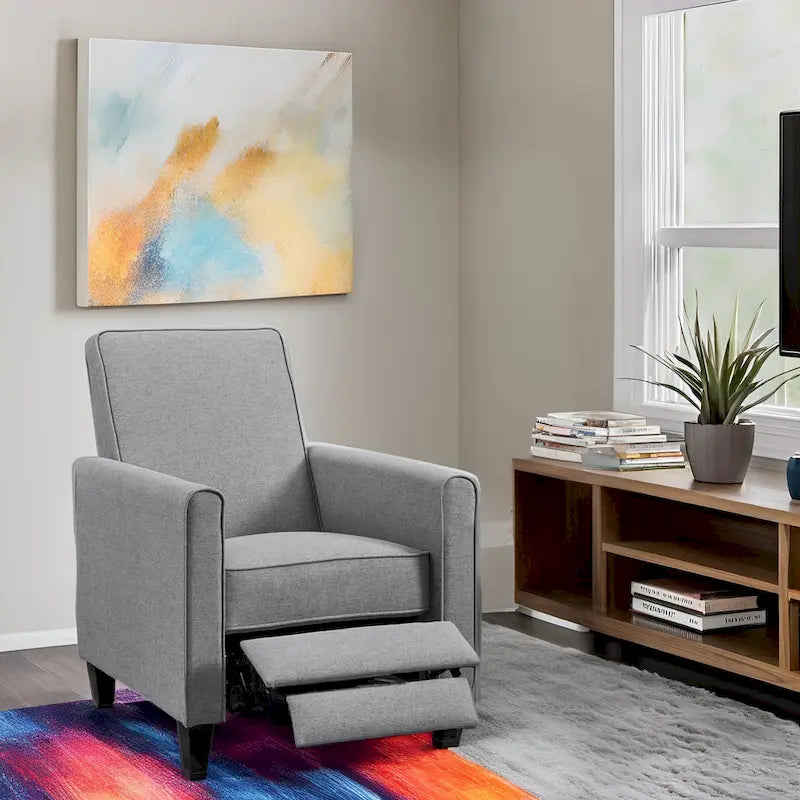 Fauteuil inclinable à pousser avec soutien lombaire en mousse à mémoire de forme et repose-pieds réglable, 1 place, plusieurs coloris