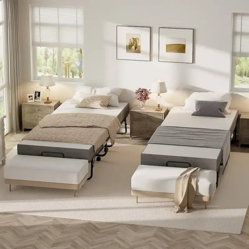 Lit pliant escamotable noir avec matelas en mousse à mémoire de forme, simple, 1 place