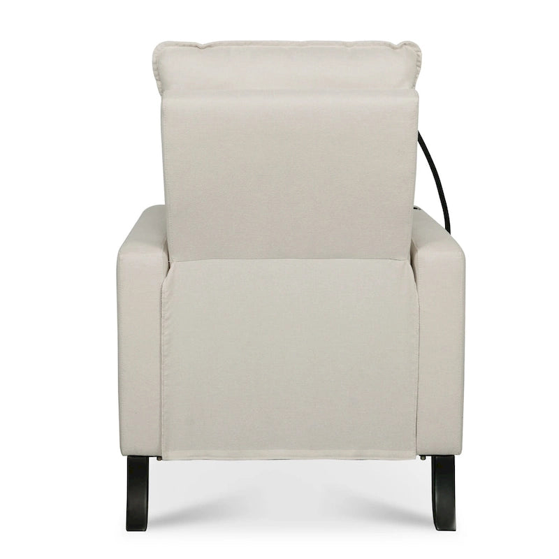 Fauteuil inclinable beige 3 positions avec support pour téléphone, porte-gobelet et pochette latérale, 1 place