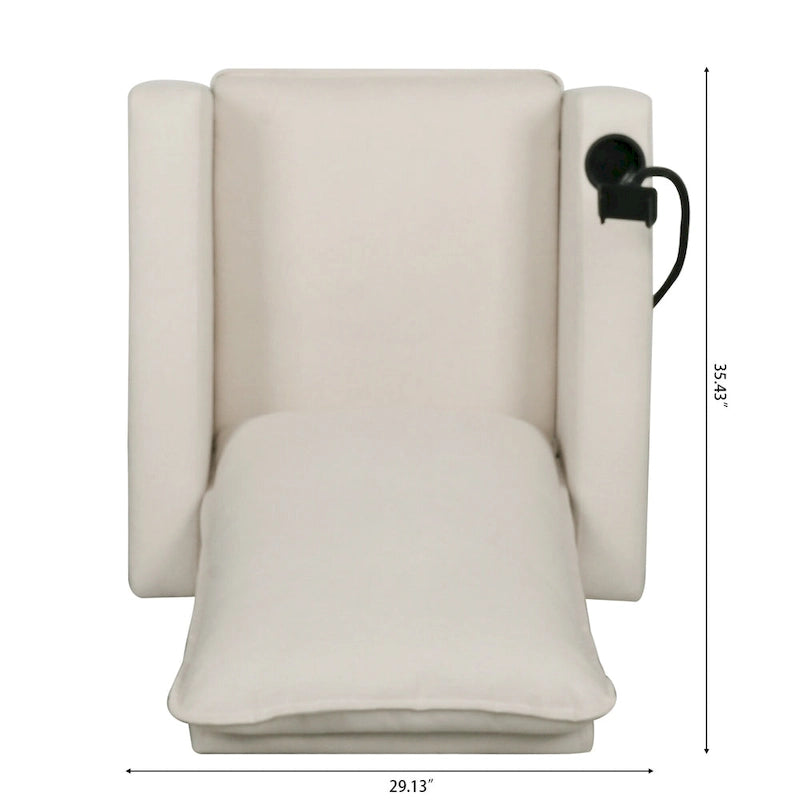 Fauteuil inclinable beige 3 positions avec support pour téléphone, porte-gobelet et pochette latérale, 1 place