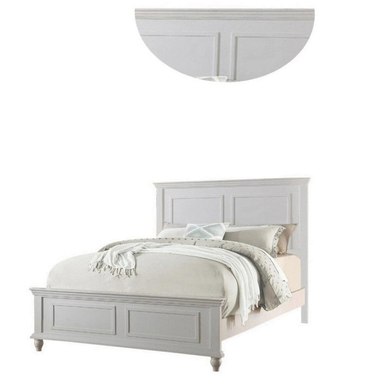 Cadre de lit plateforme contemporain blanc avec tête et pied de lit, très grand lit (Eastern King), 2 places