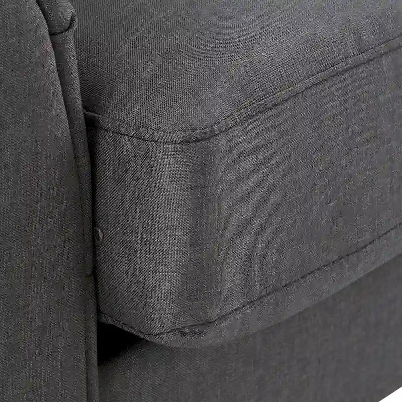 Causeuse à dossier coussiné avec accoudoirs évasés et pieds en bois, 2 places, plusieurs coloris
