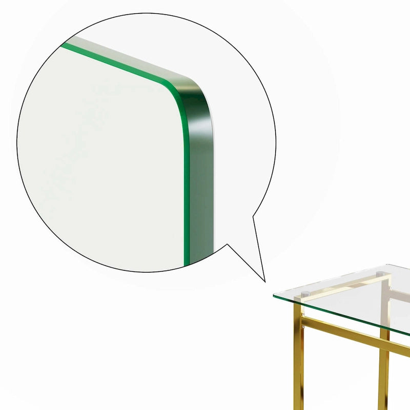 Table à manger rectangulaire dorée en verre trempé avec pieds en métal, 4 à 6 places