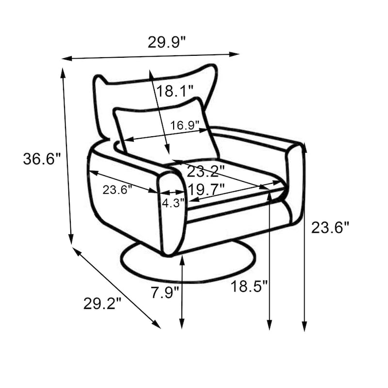 Fauteuil d'appoint pivotant à 360° mi-siècle bleu/beige/rose avec dossier enveloppant et piètement en métal doré, 1 place
