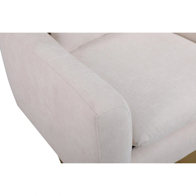 Fauteuil d'appoint pivotant à 360° mi-siècle bleu/beige/rose avec dossier enveloppant et piètement en métal doré, 1 place