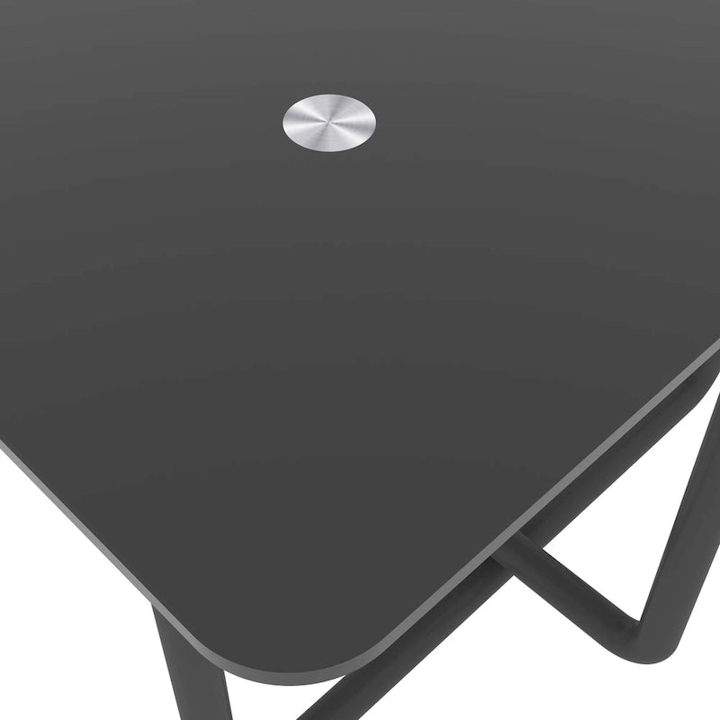 Table basse rectangulaire en verre trempé noir avec pieds métalliques réglables
