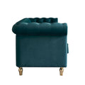 Canapé Chesterfield vert/rose en velours capitonné avec garniture dorée, 3 places