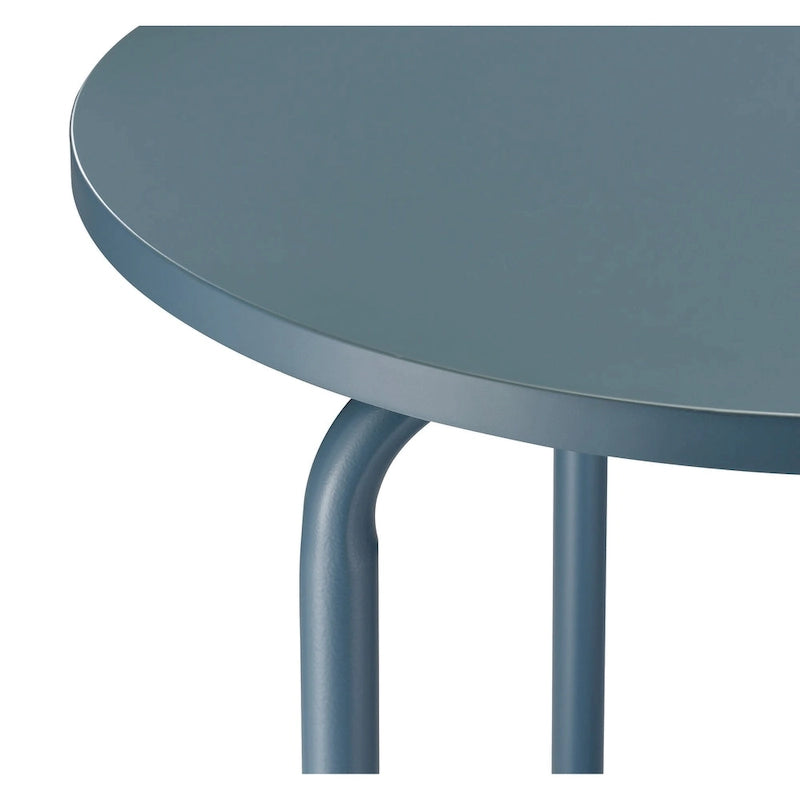 Table d'appoint en métal bleu à 2 étagères avec plateau en pierre bleue