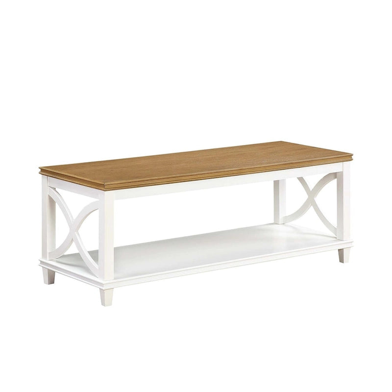 Table basse X-Frame avec étagère inférieure, Bois flotté/Blanc, Expresso, Noir