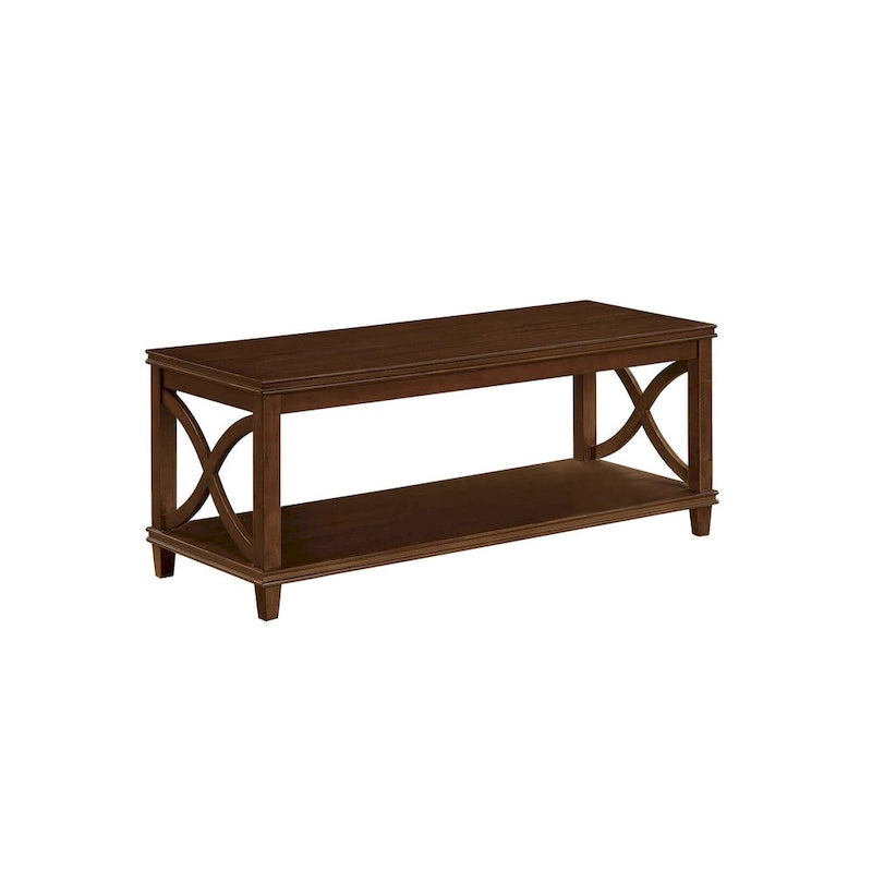 Table basse X-Frame avec étagère inférieure, Bois flotté/Blanc, Expresso, Noir