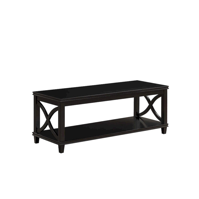 Table basse X-Frame avec étagère inférieure, Bois flotté/Blanc, Expresso, Noir