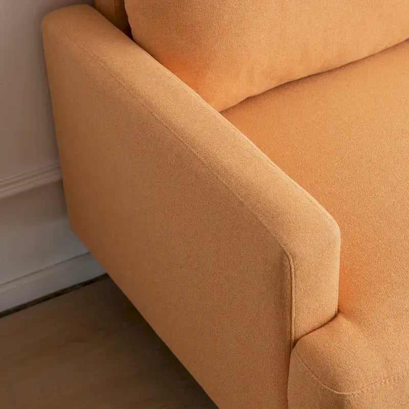 Causeuse moderne en lin avec pieds en métal et mousse haute densité, 2 places, jaune/gris/émeraude/beige