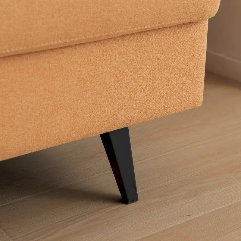 Causeuse moderne en lin avec pieds en métal et mousse haute densité, 2 places, jaune/gris/émeraude/beige