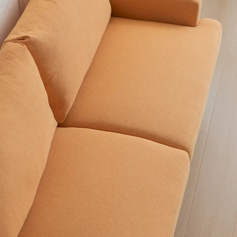 Causeuse moderne en lin avec pieds en métal et mousse haute densité, 2 places, jaune/gris/émeraude/beige