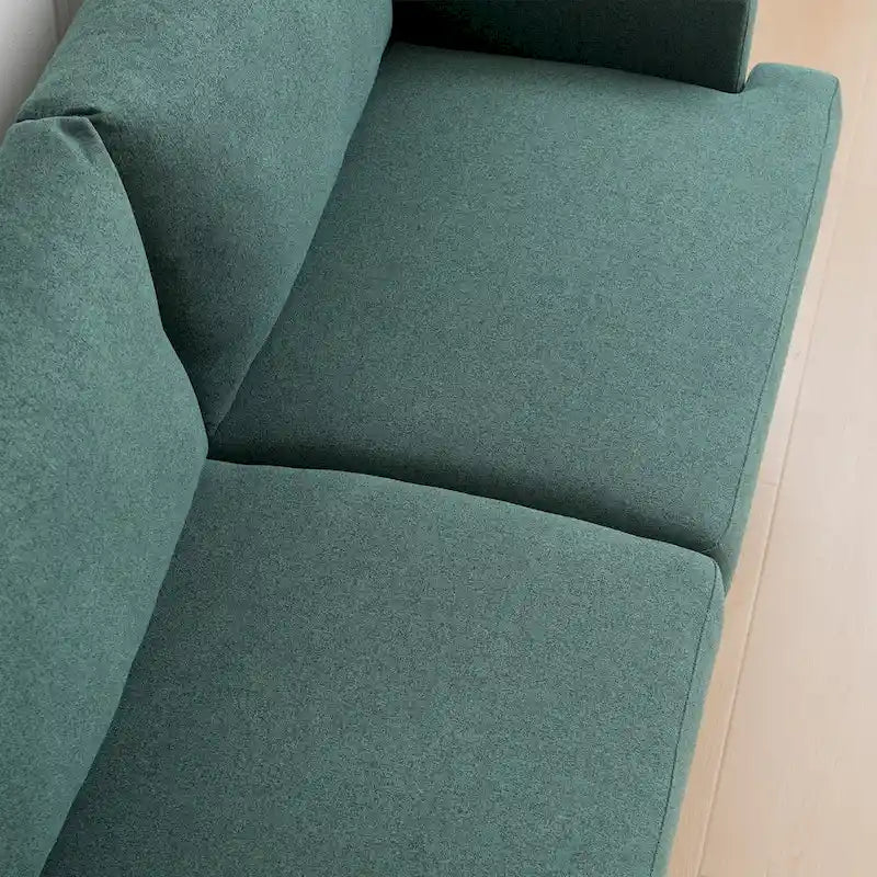 Causeuse moderne en lin avec pieds en métal et mousse haute densité, 2 places, jaune/gris/émeraude/beige