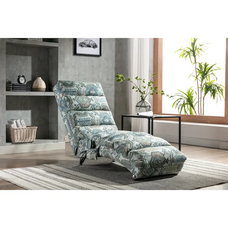 Chaise longue en lin avec dossier inclinable à 140° et poche latérale, 1 place, 11 coloris