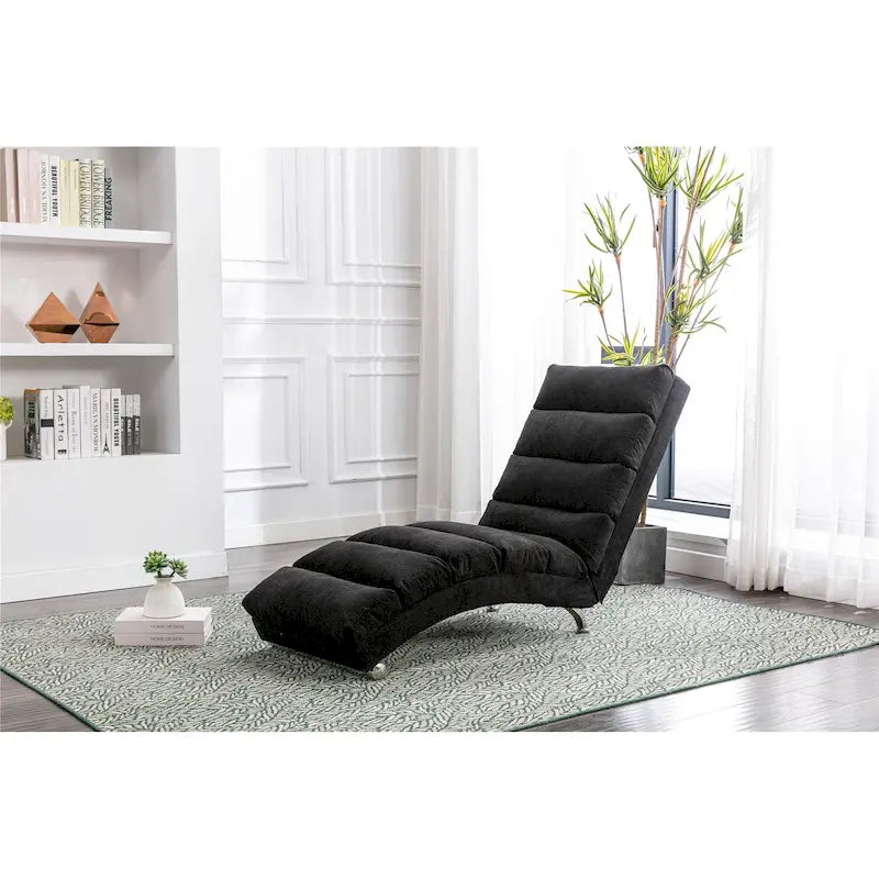Chaise longue en lin avec dossier inclinable à 140° et poche latérale, 1 place, 11 coloris