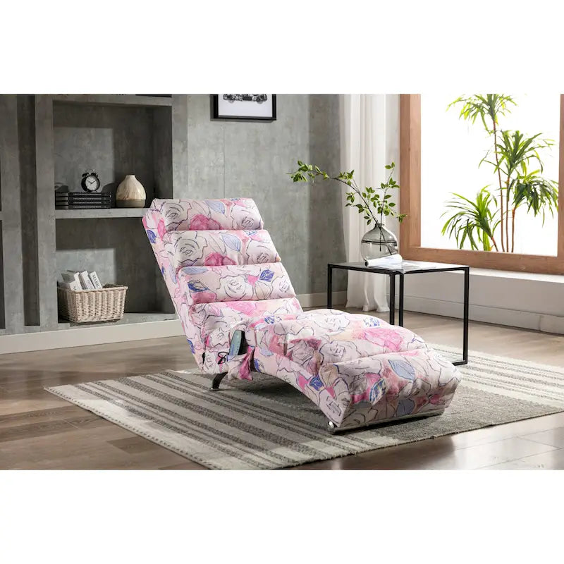 Chaise longue en lin avec dossier inclinable à 140° et poche latérale, 1 place, 11 coloris
