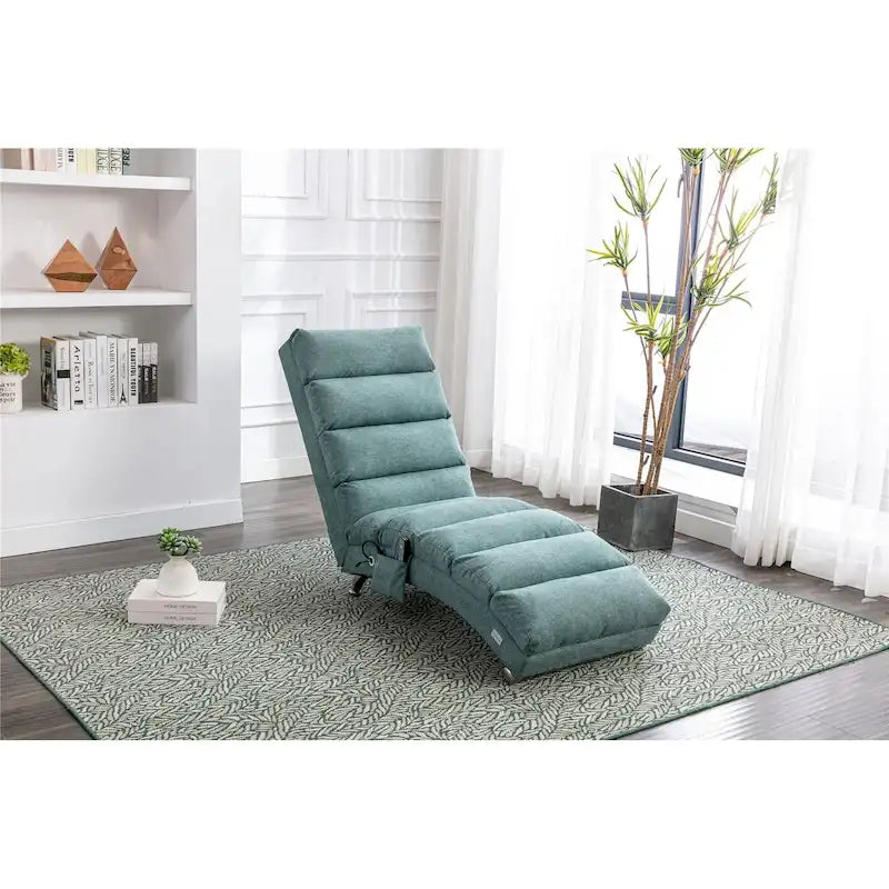 Chaise longue en lin avec dossier inclinable à 140° et poche latérale, 1 place, 11 coloris