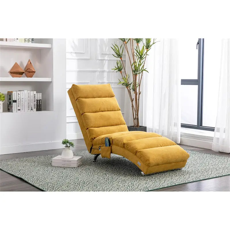 Chaise longue en lin avec dossier inclinable à 140° et poche latérale, 1 place, 11 coloris