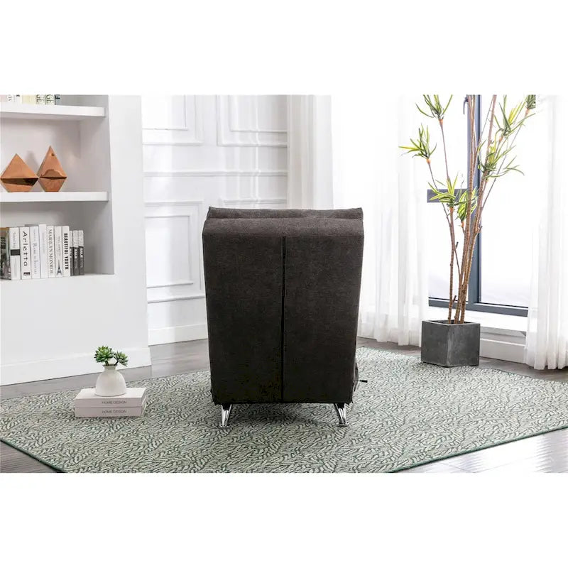 Chaise longue en lin avec dossier inclinable à 140° et poche latérale, 1 place, 11 coloris